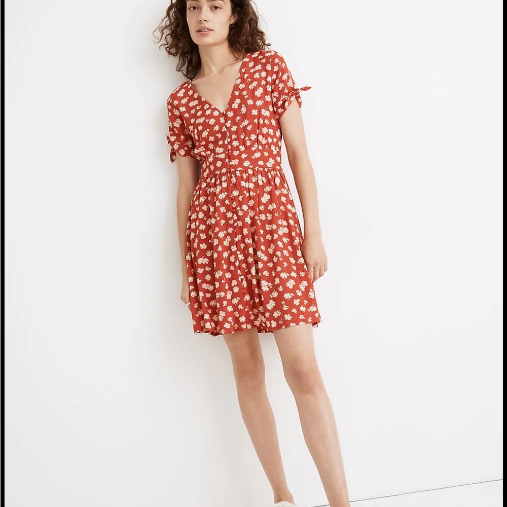 Madewell Button Front Tie Sleeve Dress